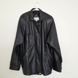 Valerie Stevens Classic Black Lamb Leather Jacket Size Large Petite